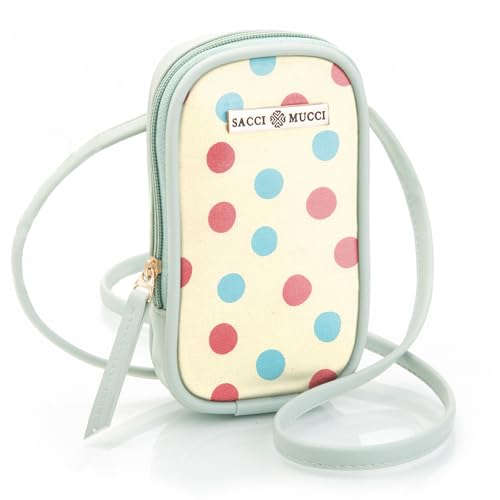 SACCI MUCCI Phone Pouch, Mobile Bag, Women's Wallet Sling Crossbody Bag for Mobile Cell Phone, Crossbody Phone Bag - Cute Polka (Mint green) - SaumyasStore