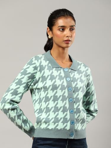 Label RITU KUMAR Grey Printed Sweater - SaumyasStore