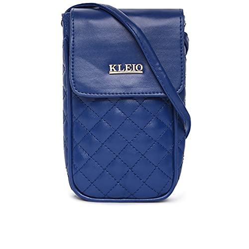 KLEIO PU Quilted Leather Multifunctional Mobile Sling Bag (Royal Blue) for Women with Adjustable Crossbody Strap | Mobile Pouch for Girls to Carry Cash, Cards for Travel & Everyday Use - SaumyasStore