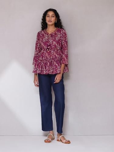 Aarke Ritu Kumar Purple Printed Top - SaumyasStore