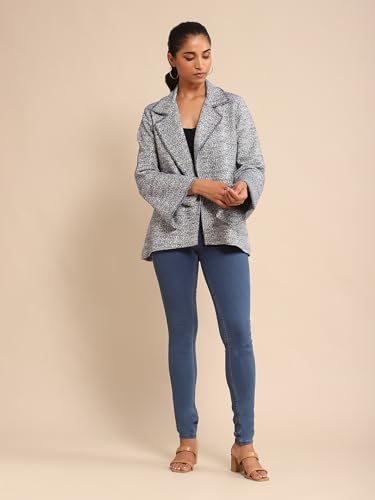 Ritu Kumar Blue Cotton Jacquard Jacket - SaumyasStore