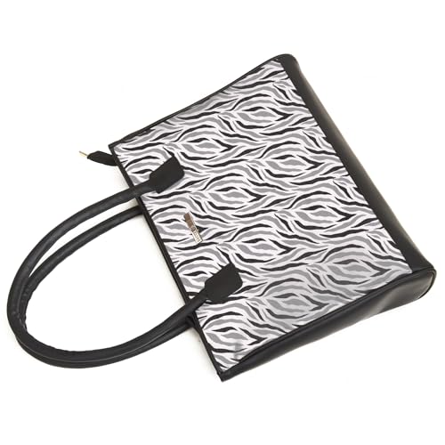 SACCI MUCCI Women's Tote Bag | Large Capacity Tote Bags For Women with Padded Laptop Compartment | Big Shoulder Bag for Office- Wave Botanical (Black) - SaumyasStore