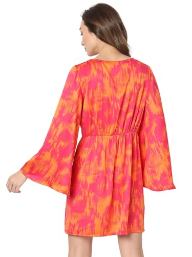 VERO MODA Women's Polyester Shift Above The Knee Dress (Pink Peacock) - SaumyasStore