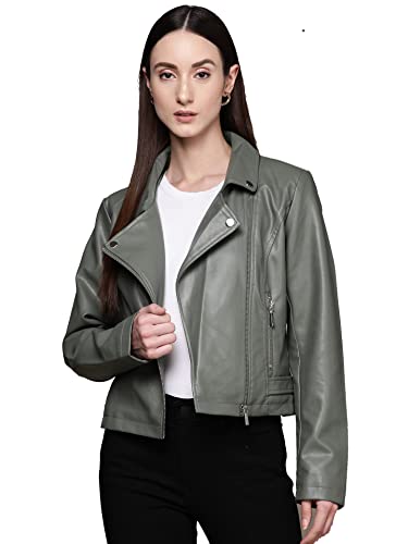 Label RITU KUMAR Sage Green Biker Jacket - SaumyasStore