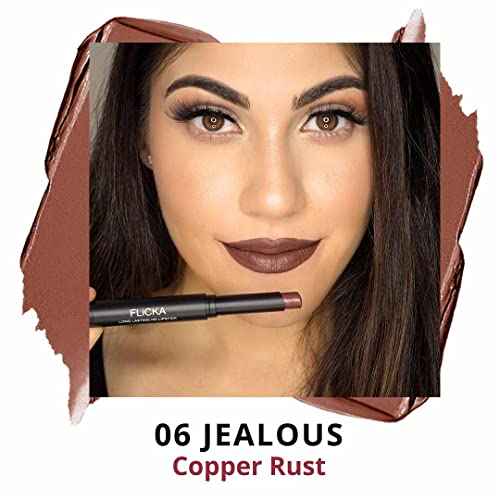 FLiCKA High Drama Creamy Matte Lipstick| Non-transfer HD Lipstick, Waterproof, Hydrating, Moisturizing, Upto 16Hrs, 06 jealous, 3.2 - SaumyasStore