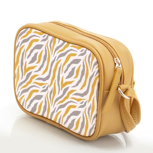 SACCI MUCCI Stylish Box Sling Bag for girls | Side Purse for Women Stylish Latest | Cross Body Sling Box Bags for Girls - Wave Botanical (Mustard) - SaumyasStore