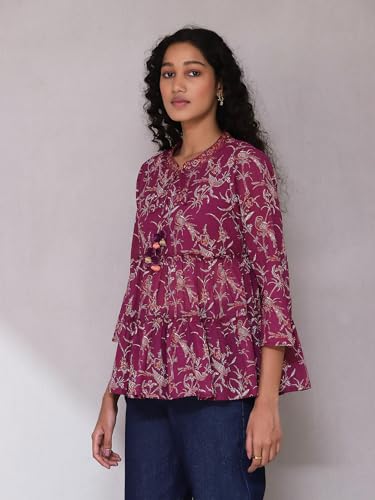 Aarke Ritu Kumar Purple Printed Top - SaumyasStore