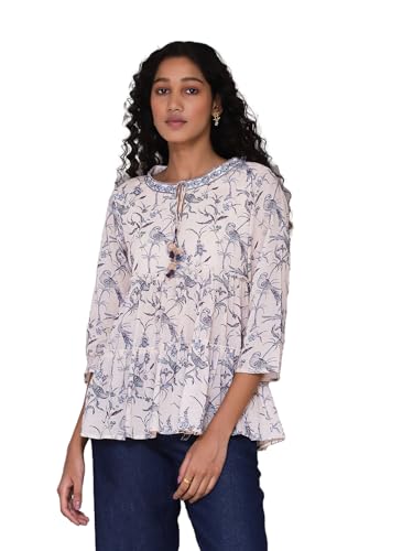 Aarke Ritu Kumar Ecru Printed Top - SaumyasStore