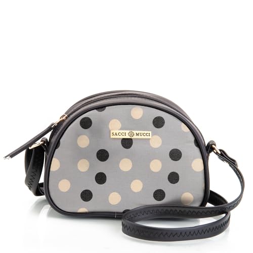 SACCI MUCCI Printed Handcrafted Crossbody Rainbow sling bag, Sling Bag for Women Ladies Single Shoulder Bag - Cute Polka (Black) - SaumyasStore