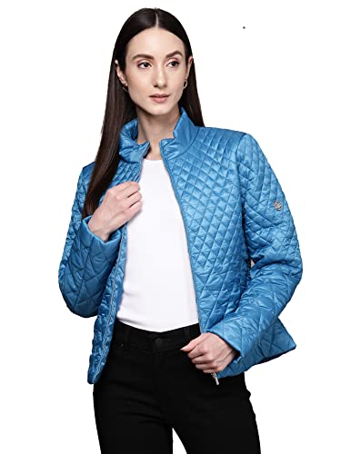 Label RITU KUMAR Blue Solid Puffer Jacket - SaumyasStore