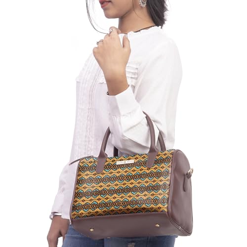 SACCI MUCCI Women's Handbag | Women's Tote Bag | Women's Top-Handle Bags | Women's Satchels | Women's Hobos & Shoulder Bags-EthnicTraditional Print (Brown) - SaumyasStore