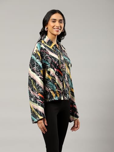 Label RITU KUMAR Black Printed Jacket - SaumyasStore