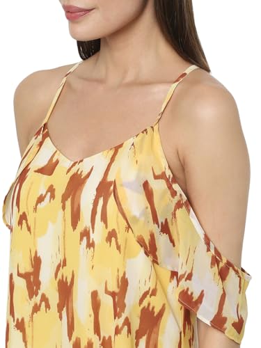 VERO MODA Women's Polyester A-Line Maxi Dress (Yolk Yellow) - SaumyasStore