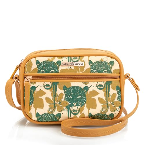 SACCI MUCCI Boxy Shoulder Sling Crossbody Bag for Women, Stylish Sling Bag For Girls, Ladies Purse, Shoulder Bag, Gift for Girls - Wild Print (Mustard) - SaumyasStore
