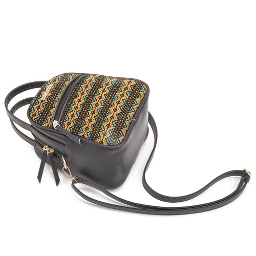 SACCI MUCCI Women's Satchel Bag | Ladies Purse Handbag | Women's Handbag -EthnicTraditional Print (Black) - SaumyasStore