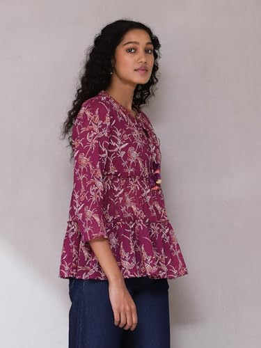 Aarke Ritu Kumar Purple Printed Top - SaumyasStore