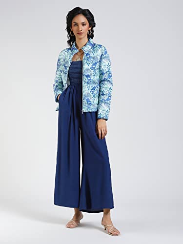 Label RITU KUMAR Women's Floral Regular Jacket JKTDP001N30093749-BLUE-L - SaumyasStore