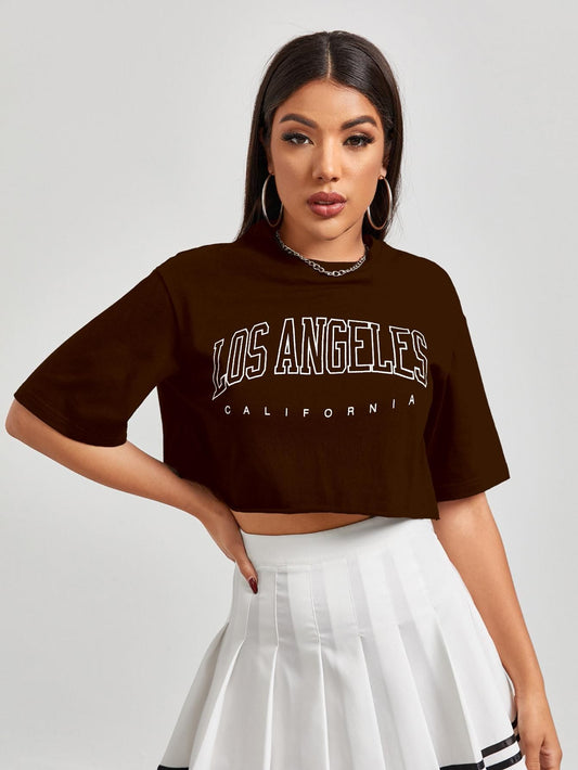 AAHWAN Women's Typography Front Print Crop Top - SaumyasStore