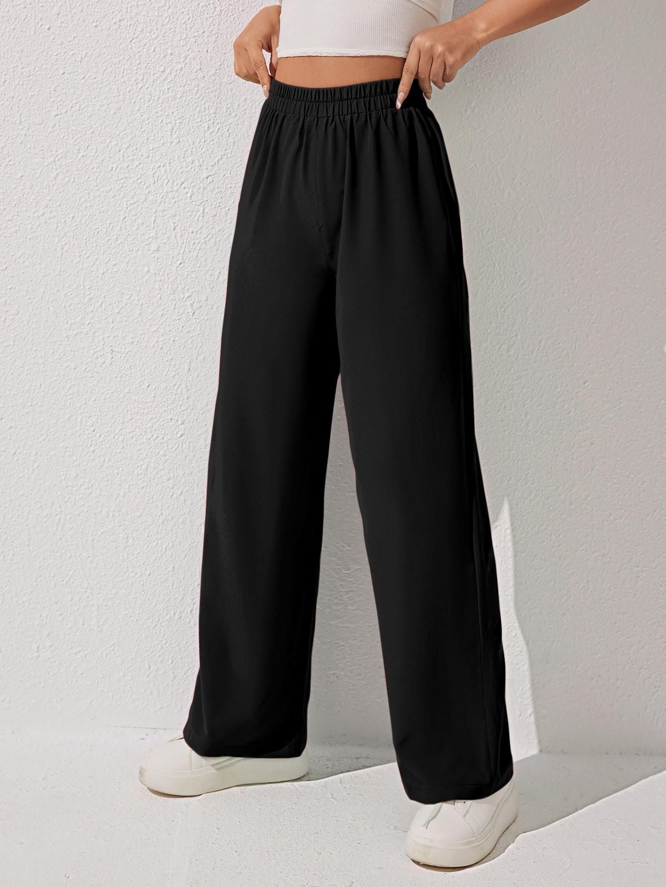 AAHWAN Women's Solid Loose Fit High-Rise Palazzo - SaumyasStore