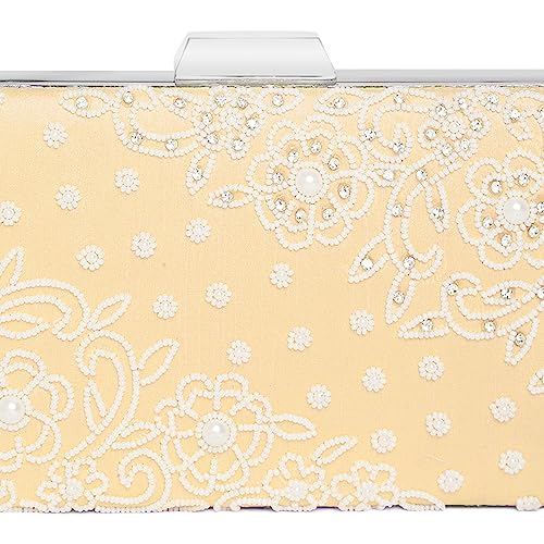 Peora Cream Clutch Purses for Women Handmade Evening Sling Handbag Stylish Bridal Fashion Clutch Bag for Girls - SaumyasStore