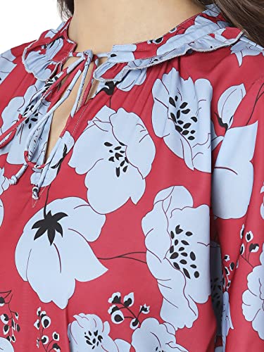 Vero Moda Women's Polyester Fit and Flare Midi Dress (Crimson) - SaumyasStore