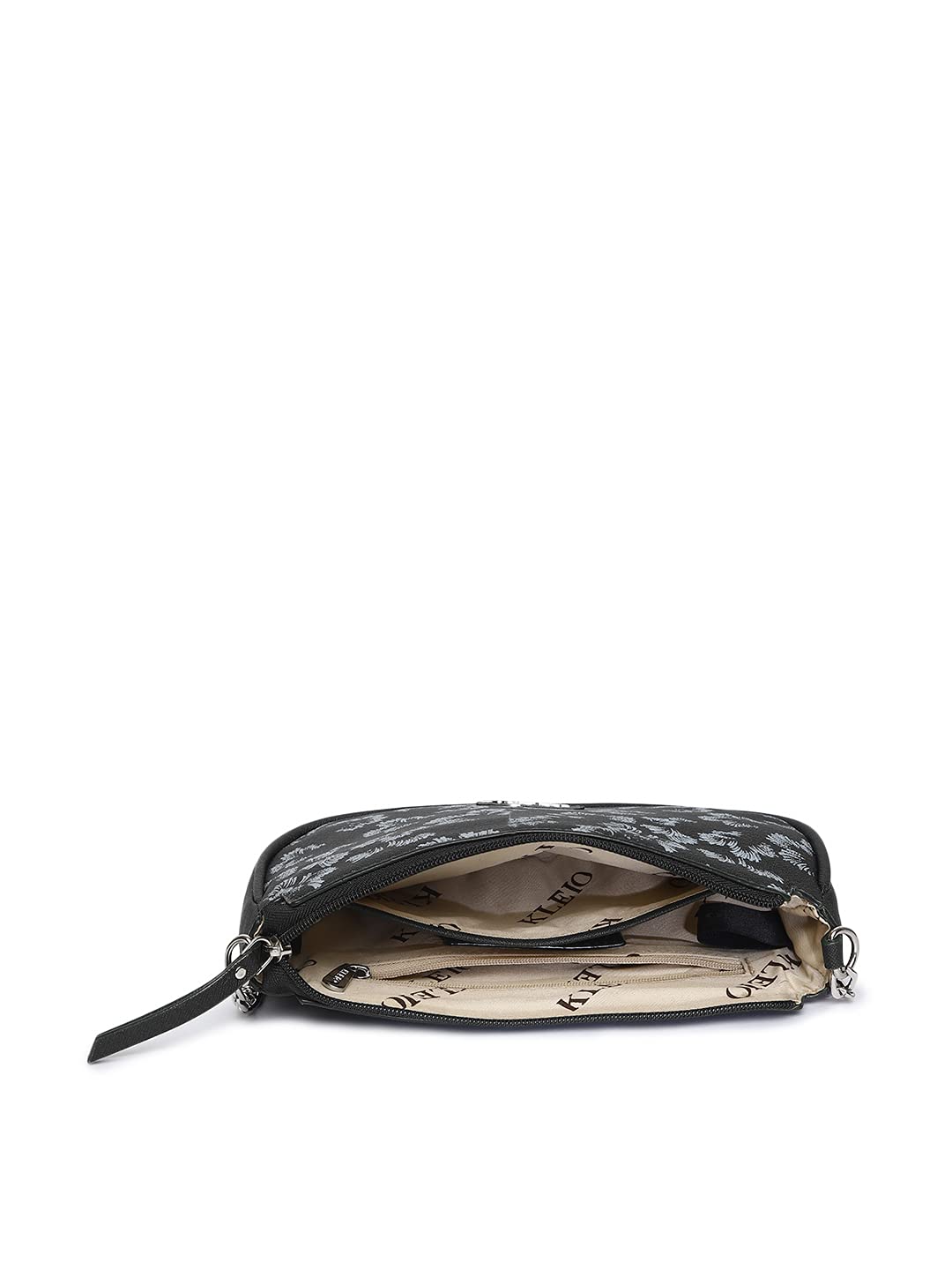 KLEIO Printed PU Leather Light Weight Double Sling Cross body Side Bag for Women and Girls(HO8071KL-BL)(Black) - SaumyasStore