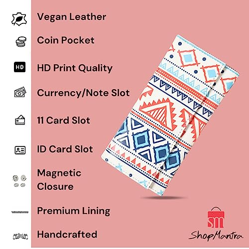 ShopMantra Wallet for Women's | Women's Wallet |Clutch | Vegan Leather | 11 Cards 1 ID Slot | 2 Notes and 1 Coin Compartment |Magnetic Closure | Multicolor. - SaumyasStore