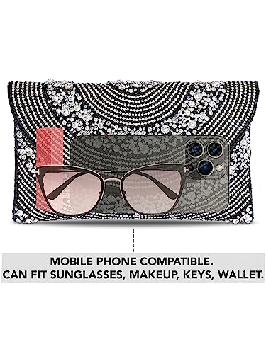 Peora Black Silver Clutch Purses for Women Handmade Evening Handbag Stylish Bridal Fashion Clutch Bag for Girls - SaumyasStore
