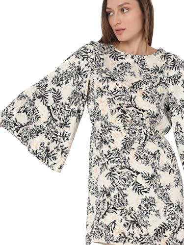 VERO MODA Women's Polyester A-Line Above The Knee Dress (Birch) - SaumyasStore