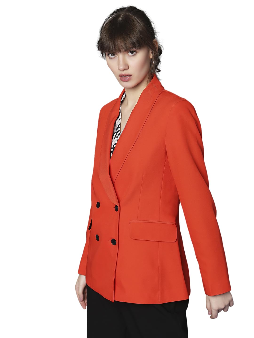 VERO MODA Women's Regular Blazer (10306955-Red Alert_Red - SaumyasStore