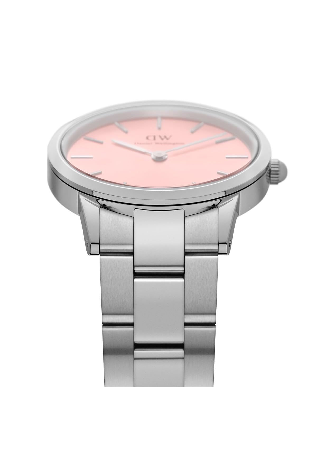 Daniel Wellington Iconic Link Blush 28mm Pink Dial Silver Watch for Women - SaumyasStore