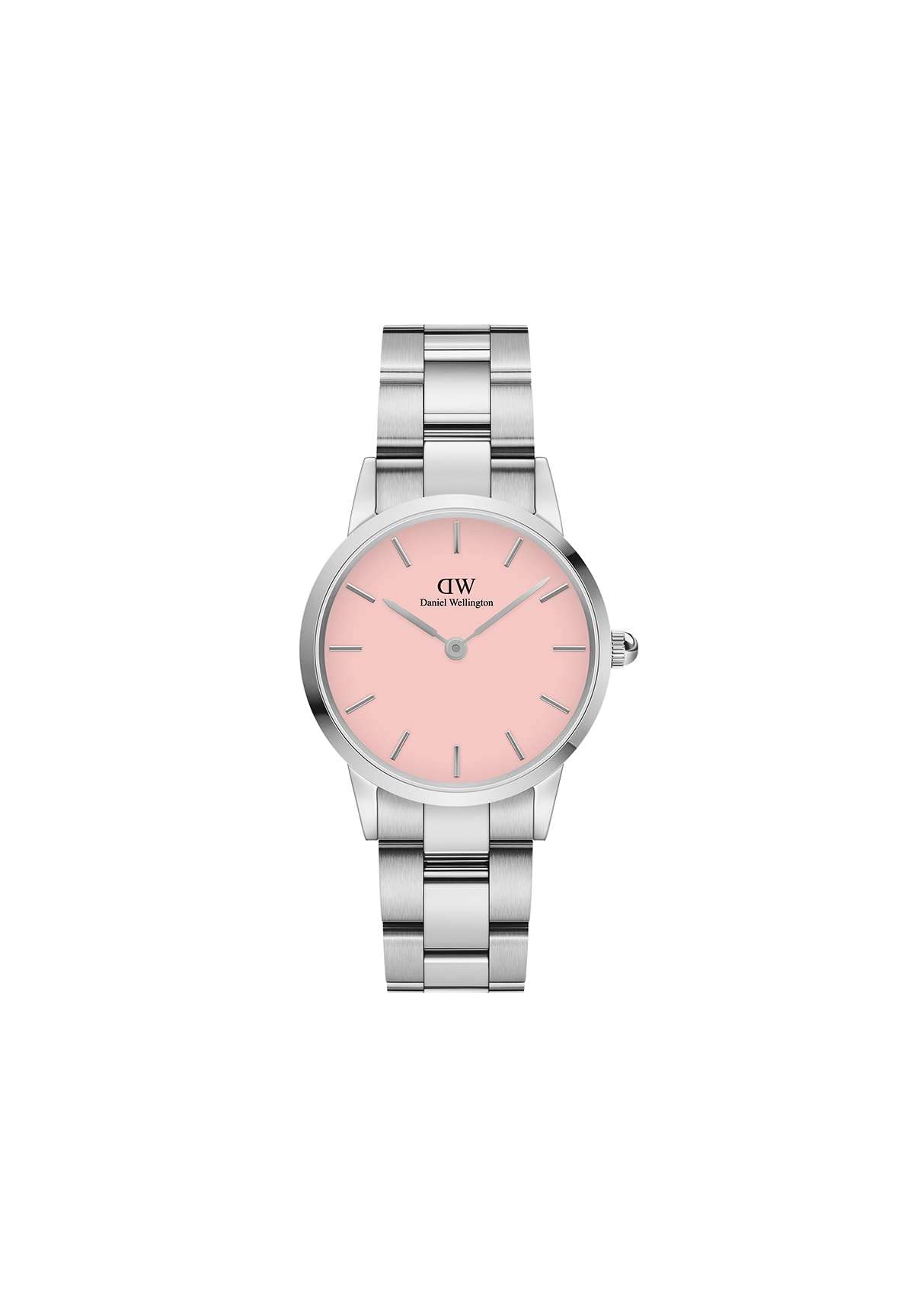 Daniel Wellington Iconic Link Blush 28mm Pink Dial Silver Watch for Women - SaumyasStore