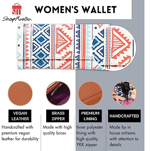 ShopMantra Wallet for Women's | Women's Wallet |Clutch | Vegan Leather | 11 Cards 1 ID Slot | 2 Notes and 1 Coin Compartment |Magnetic Closure | Multicolor. - SaumyasStore