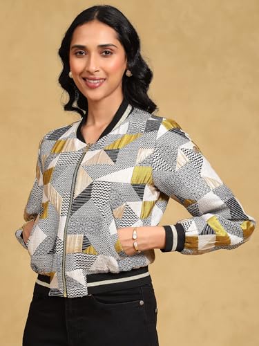 Label RITU KUMAR Silver Jacquard Jacket - SaumyasStore