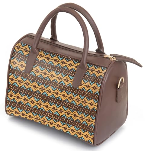 SACCI MUCCI Women's Handbag | Women's Tote Bag | Women's Top-Handle Bags | Women's Satchels | Women's Hobos & Shoulder Bags-EthnicTraditional Print (Brown) - SaumyasStore