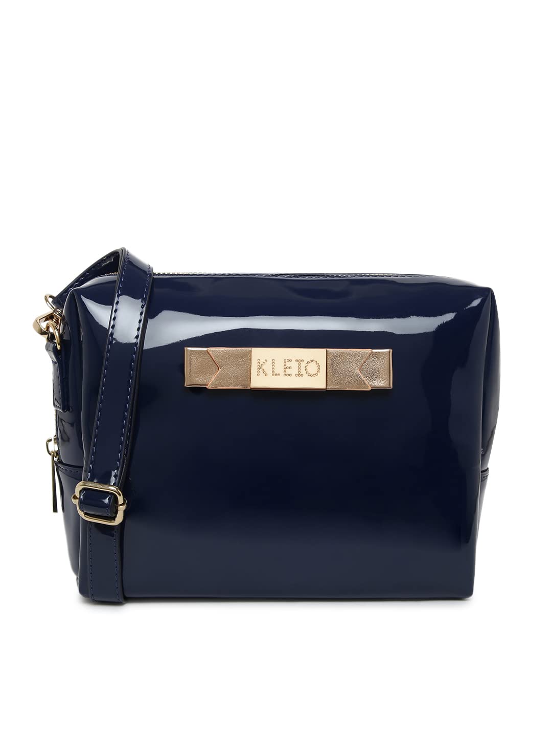 KLEIO Patent PU Leather Sling Crossbody Pouch for Women and Girls (HO8061KL-NB)(NAVY BLUE) - SaumyasStore