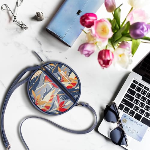 SACCI MUCCI Round Crossbody Bag | Side Sling Bag for Women and Girls | Latest Stylish Shoulder Bag for Ladies - Exotic Jungle (Navy Blue) - SaumyasStore