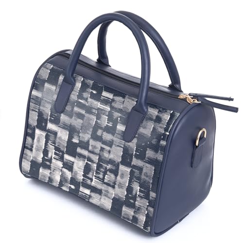 SACCI MUCCI Women's Handbag | Women's Tote Bag | Women's Top-Handle Bags | Women's Satchels- Irregular Stripes Tie Dye (Navy Blue) - SaumyasStore