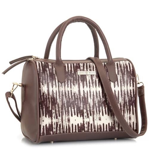 SACCI MUCCI Women's Handbag | Women's Tote Bag | Women's Top-Handle Bags | Women's Satchels | Women's Hobos & Shoulder Bags- Bamboo Tie Dye Print (Brown) - SaumyasStore