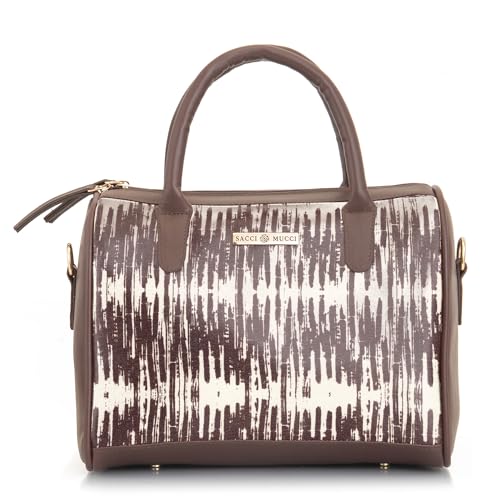 SACCI MUCCI Women's Handbag | Women's Tote Bag | Women's Top-Handle Bags | Women's Satchels | Women's Hobos & Shoulder Bags- Bamboo Tie Dye Print (Brown) - SaumyasStore