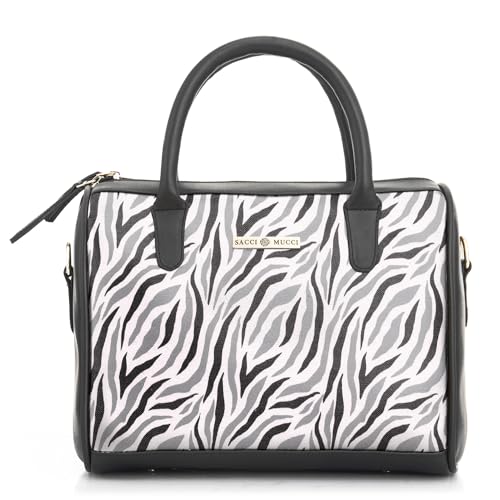 SACCI MUCCI Women's Handbag | Women's Tote Bag | Women's Top-Handle Bags | Women's Satchels | Women's Hobos & Shoulder Bags-Wave Botanical (Black) - SaumyasStore