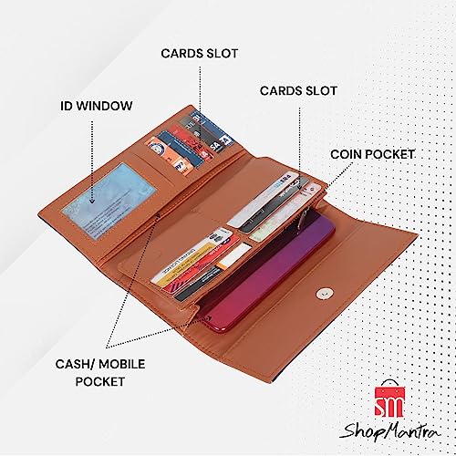 ShopMantra Wallet for Women's | Women's Wallet |Clutch | Vegan Leather | 11 Cards 1 ID Slot | 2 Notes and 1 Coin Compartment |Magnetic Closure | Multicolor. - SaumyasStore