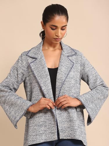 Ritu Kumar Blue Cotton Jacquard Jacket - SaumyasStore