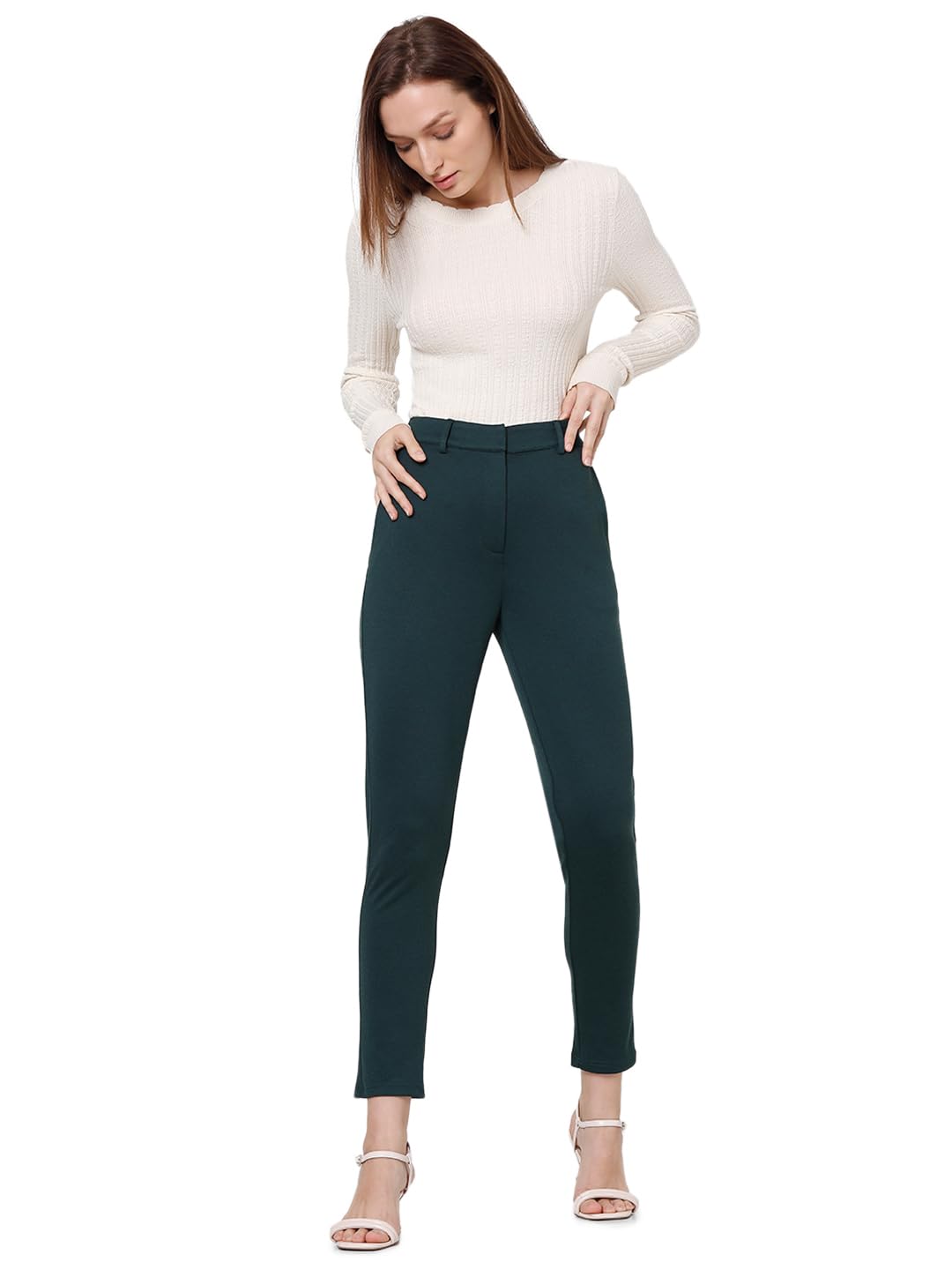 VERO MODA Women's Slim Pants (Ponderosa Pine) - SaumyasStore