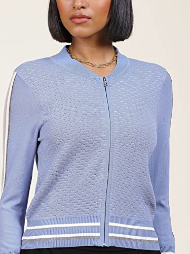 Label RITU KUMAR Powder Blue Front Open Jacket - SaumyasStore