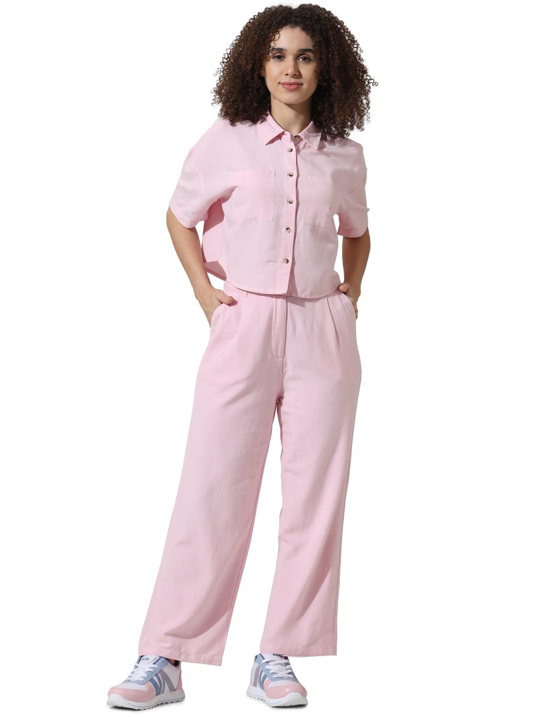ONLY Women's Loose Fit Shirt (15333492-Roseate Spoonbill_Roseate - SaumyasStore