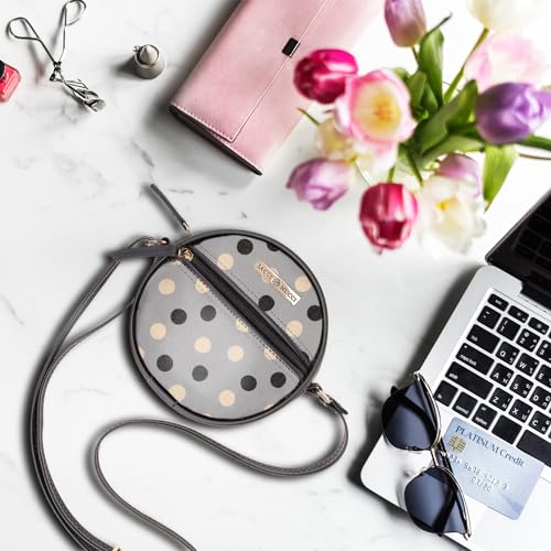 SACCI MUCCI Round Round Sling Bag, Printed Sling Bag For Girls, Crossbody Bag For Women, gifts for women, Shoulder Bag with Strap - Cute Polka (Black) - SaumyasStore