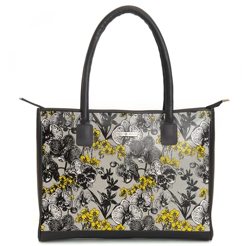 SACCI MUCCI Women's Tote Bag | Tote Bags For Women with Padded Laptop Compartment | Big Shoulder Bag for Office-Orchid (Black) - SaumyasStore