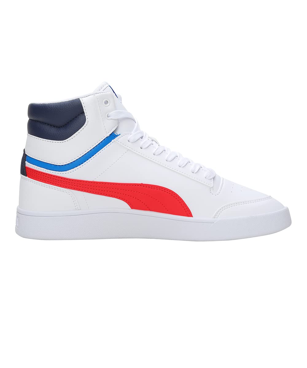 Puma Unisex Shuffle Mid Sneaker, Puma White-High Risk Red-Peacoat-Puma Team Gold) - SaumyasStore