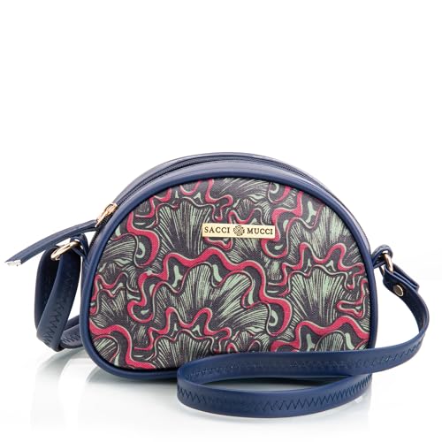 SACCI MUCCI Printed Handcrafted Crossbody Rainbow Sling Bag, Sling Bag for Women Ladies Single Shoulder Bag -Aquatic Mushrooms (Blue) - SaumyasStore